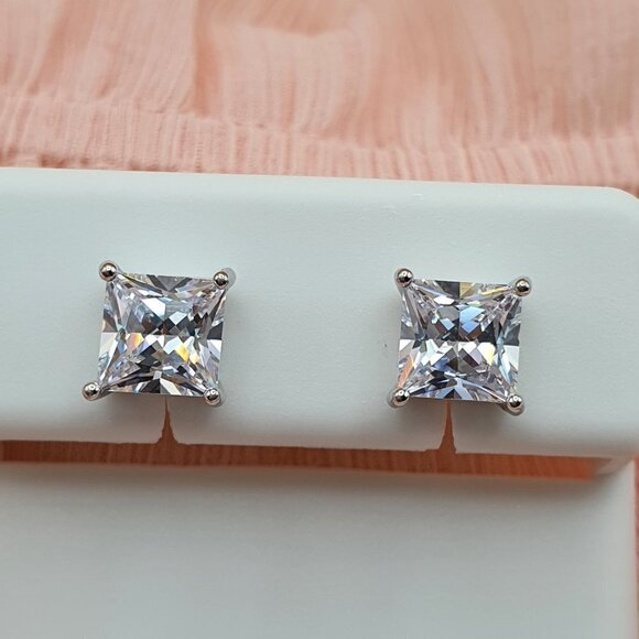6MM S925 Sterling Silver CZ Stud Earrings for Women/Girl, US19251031 - Picture 7 of 11